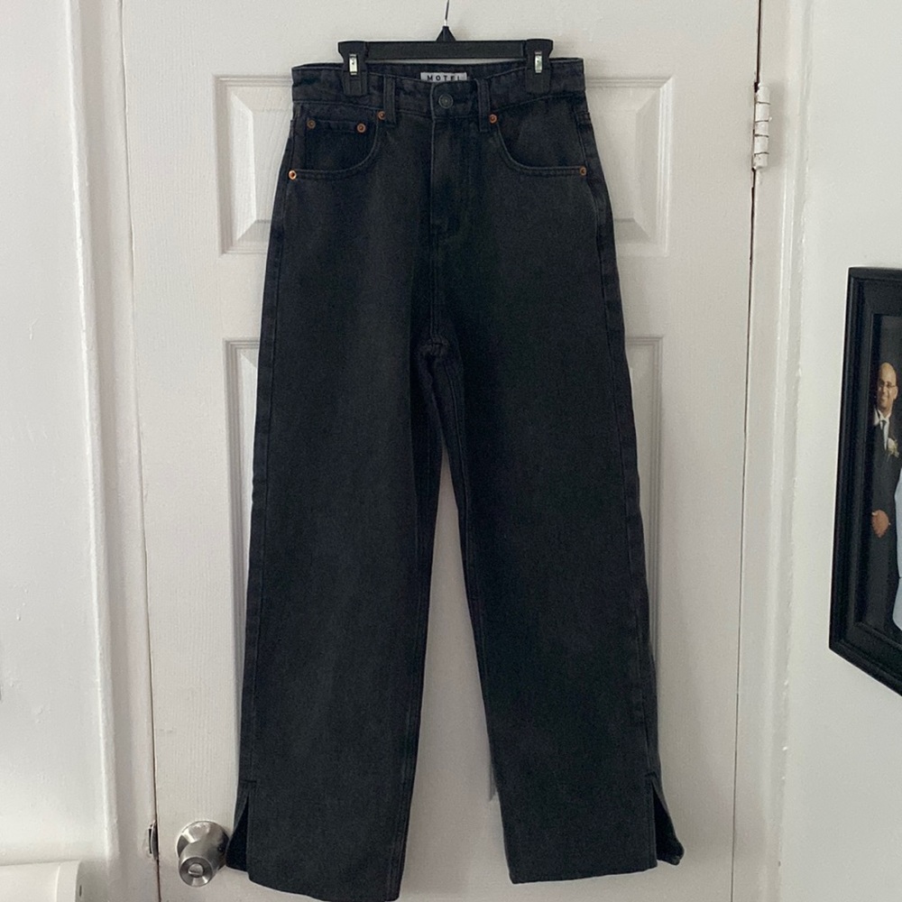 Motel Rocks Black Wide Leg Jeans